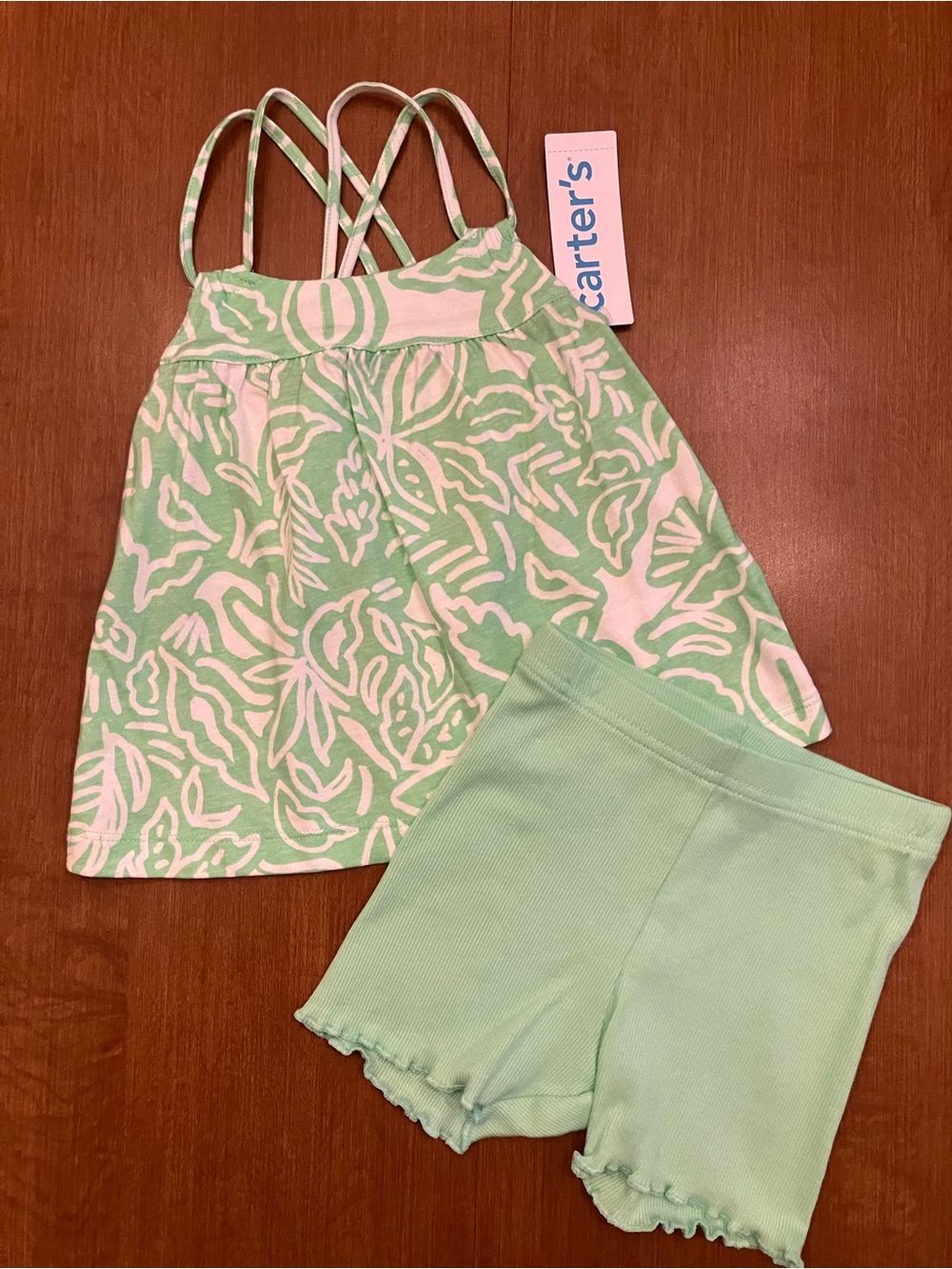 12M Girls' Mint Green Floral Tank & Shorts Set